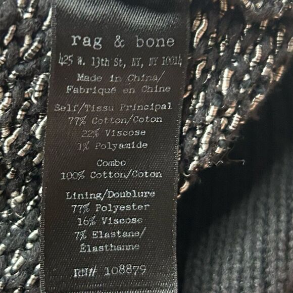 Rag & Bone Black Tweed Knit Asymmetrical Zip Up Jacket Size L - Picture 12 of 16